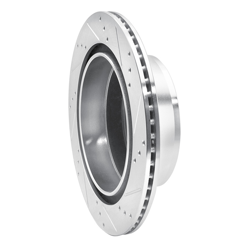 Cadillac Escalade EXT Brake Rotor (1) - Rear Left - R1 Concepts - Drilled & Slotted - Silver - `07-`20